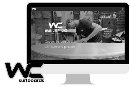 Wave Creations Surfboards: Rebuilt entire new website from the ground up. Designed a new logo for the brand that is used on all surfboards and apparel.