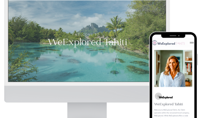 WeExplored Tahiti: Specialty travel agency. Website built on WIX Studio.