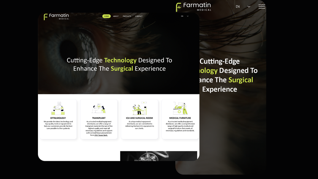 Farmatin Medical: Wix Studio Site for Cutting-edge technology designed to enhance the surgical experience