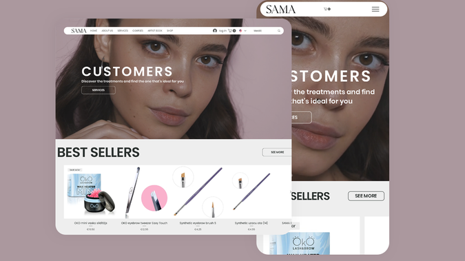 SAMA: Wix Studio Site for beauty salon.