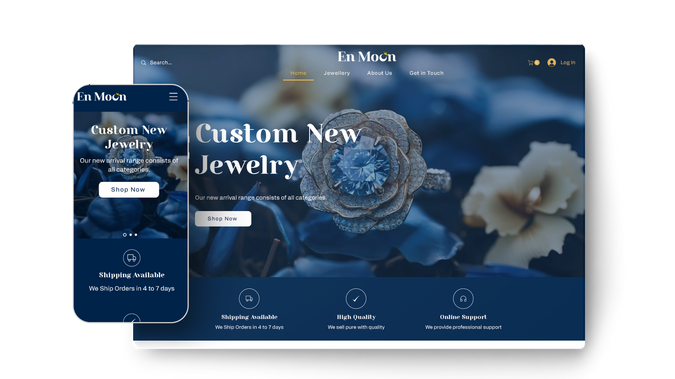En Moon: Logo and website design for En Moon - exquisite pre-owned jewellery online store.