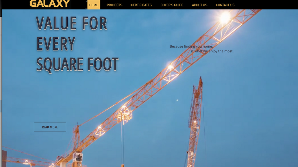 Galaxy Group: A website for Real Estate Company displaying projects and info