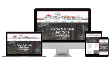 Bean and Brush Art Cafe: New website for pottery painting and art cafe - Bean & Brush. Created their website with new branding to appeal to adult audience as well as parents of children. 