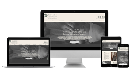 Sally Goodwin - Private Midwife: Brochure style website for private midwife, Sally Goodwin. Created to match her new branding and support her business expansion by generating new enquiries from expectant parents.