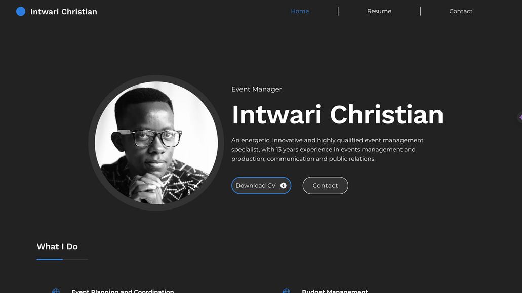 Christian Intwari : PERSONAL PROFILE