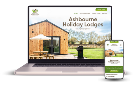 Ashbourne Holiday Lodges: New website build for local luxury lodges on the edge of the Peak District, our design included embedding their external booking system and our graphic design partner developed their branding.