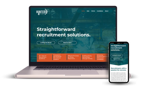 Hunters 4 Staff: Move from WordPress to Wix, this local recruitment company required detailed forms and links to their external job listings on a site that they could update themselves.