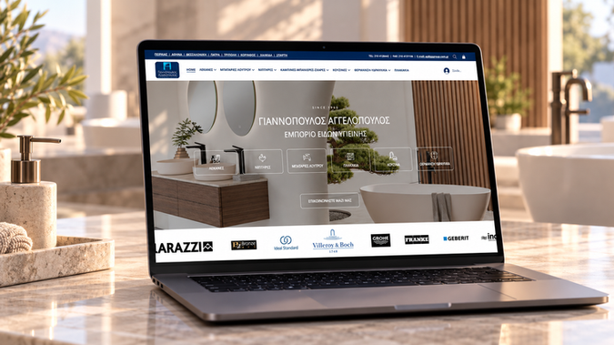 GA-GROUP: Modern corporate and product showcase website for a leading Greek company in bathroom, tiles and interior solutions. The project focused on premium visual presentation, clear product and brand navigation, responsive design and a refined user experience.