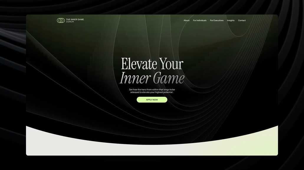 Inner Game Coach: Built a coaching-focused website for The Inner Game Coach to align inner transformation with clear, tailored growth paths for individuals and executives. The result is a calm, conversion-oriented experience that blends storytelling, visuals, and clear CTAs to guide visitors from curiosity to taking action.
