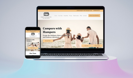 Campers With Hampers: Website Design and booking integration for a Camper rental company.