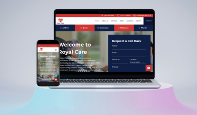 Royal Care: New website design for Royal Care, home care specialists- plus full SEO Optimisation.