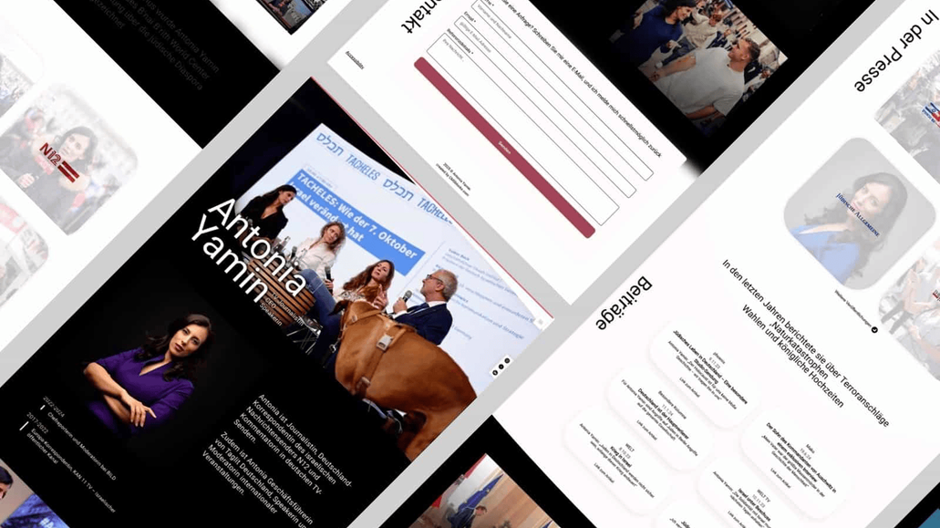 Journalist Unique Landing: This unique landing page was meticulously designed for renowned journalist Antonia Yamin, serving as a dynamic and visually compelling digital business card. 