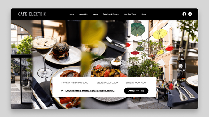 CAFE ELEKTRIC: The structure and design of the website for the restaurant was professionally developed.
