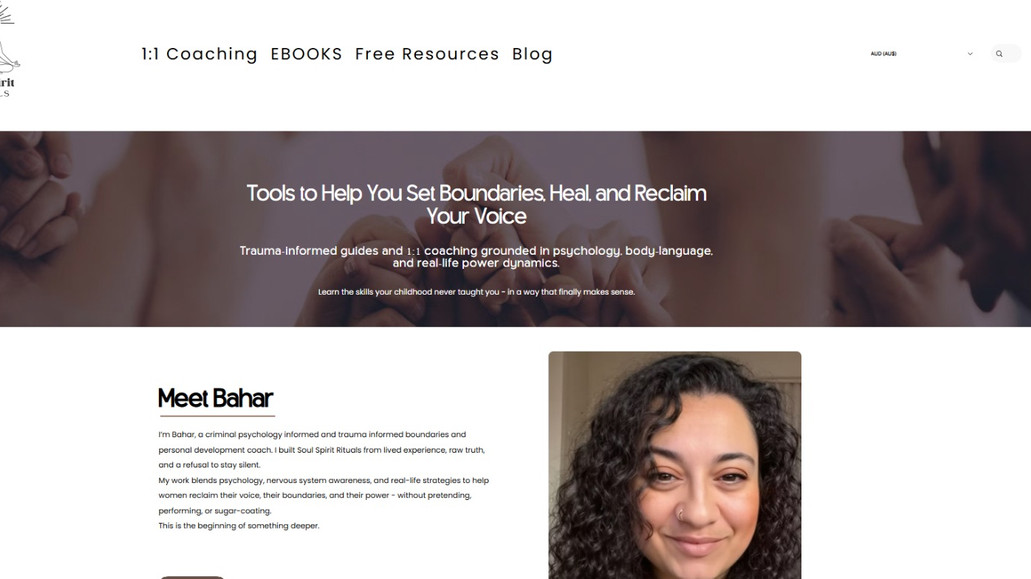 Soul Spirit Rituals: The client had already purchased a Wix template and required support customizing it for Soul Spirit Rituals, a personal development and boundaries coaching business.

I assisted by refining and improving the website copy, fixing non-functioning buttons and links, adding the client’s podcast link to the homepage, and optimizing the site for mobile responsiveness. All updates were completed within the existing Wix template to ensure clarity, usability, and alignment with the brand’s direct and empowering tone.