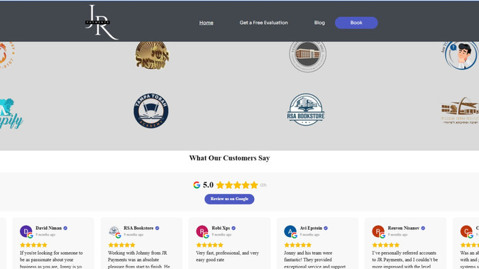 JR Payments LLC: We created a custom form to collect the customers personal details and the bank details and insert into the CMS. The owner will get this details and add the customer to his account. Basically it's for the companies not for the individuals. The form is responsive and fully functional. It sends the email notifications with all the details to the owner and the customer.