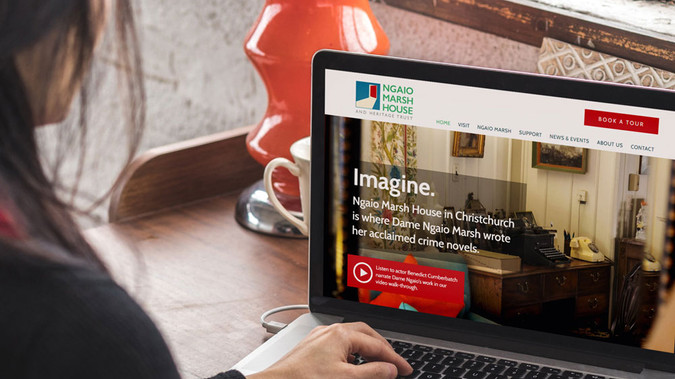 Ngaio Marsh House: To reflect the life of this amazing New Zealand pioneering author we needed a bold website design and logo with lots of colour. 