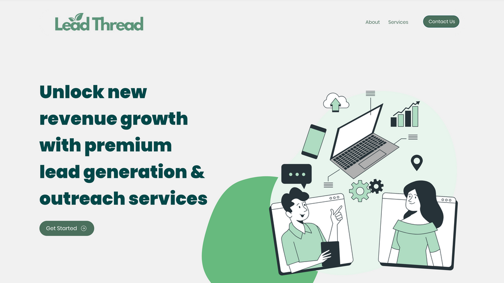 LeadThread: A clean, engaging website designed for LeadThread, a sales and lead generation company.
The site features a modern, dynamic layout with custom vector illustrations, subtle animations, and responsive design to ensure a seamless user experience across all devices.