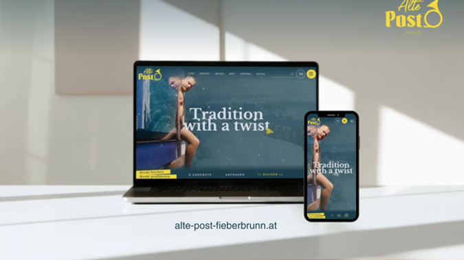 Hotel Alte Post****, Fieberbrunn: Im Rahmen dieses Projekts wurde die Website für das 4-Sterne Genusshotel Hotel Alte Post in Fieberbrunn neu konzipiert, designed und realisiert. Ziel ist es, eine ansprechende und benutzerfreundliche Online-Präsenz zu schaffen, die das einzigartige Erlebnis und die erstklassigen Dienstleistungen des Hotels widerspiegelt.

Umfang und Ziele:
Konzeptentwicklung: Erstellung eines durchdachten Konzepts, das die Bedürfnisse und Vorlieben der Zielgruppe des Hotels berücksichtigt und eine klare Markenbotschaft vermittelt.

Design: Entwicklung einer modernen und ästhetisch ansprechenden visuellen Identität, die das Ambiente und die Philosophie des Hotel Alte Post verkörpert.

Verbal Identity: Formulierung einer klaren und einladenden verbalen Identität, die die Werte und die Gastfreundschaft des Hotels transportiert.

Realisation: Technische Umsetzung der Website unter Berücksichtigung von Benutzerfreundlichkeit und Responsive Design, um eine optimale Darstellung auf allen Endgeräten zu gewährleisten.

Zielgruppe:
Die Website wird speziell auf die Gästeschicht des Hotel Alte Post abgestimmt, darunter Genussreisende, Familien und aktive Urlauber, die sowohl Erholung als auch Abenteuer suchen.

Outcome:
Stärkung der Online-Präsenz des Hotels
Erhöhung der Buchungen durch eine ansprechende und informative Website
Verbesserung der Nutzererfahrung durch benutzerfreundliche Navigation und ansprechendes Design