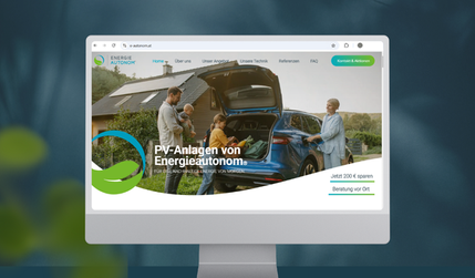 Energieautonom: Where clean energy meets clean design.

Beim Relaunch der Website der Energieautonom GmbH lag der Fokus darauf, komplexe Informationen rund um Photovoltaiklösungen verständlicher und ansprechender zu präsentieren, während das Unternehmen modern und zielgruppengerecht positioniert wurde. In einem Workshop analysierten wir die IST-Situation, USPs und Zielgruppen, um darauf aufbauend eine maßgeschneiderte Content-Strategie zu entwickeln.
Ein maßgeschneidertes Webdesign, das mit klarer Struktur und moderner Optik überzeugt. Komplexe Inhalte wurden gezielt optimiert und durch visuelle Elemente wie eigens entwickelte Icons und eine ansprechende Bildsprache aufgelockert.

Besucher können sich nun intuitiv auf der Seite orientieren, und dank der responsiven Gestaltung funktioniert sie reibungslos auf allen Geräten – vom Smartphone bis zum Desktop. Das sorgt für ein optimales Nutzererlebnis und begeistert potenzielle Kunden aus Salzburg, Tirol und darüber hinaus!

​#letsgodigital #designedtoperform