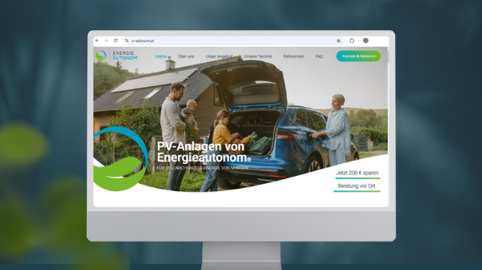 Energieautonom: Where clean energy meets clean design.

Beim Relaunch der Website der Energieautonom GmbH lag der Fokus darauf, komplexe Informationen rund um Photovoltaiklösungen verständlicher und ansprechender zu präsentieren, während das Unternehmen modern und zielgruppengerecht positioniert wurde. In einem Workshop analysierten wir die IST-Situation, USPs und Zielgruppen, um darauf aufbauend eine maßgeschneiderte Content-Strategie zu entwickeln.
Ein maßgeschneidertes Webdesign, das mit klarer Struktur und moderner Optik überzeugt. Komplexe Inhalte wurden gezielt optimiert und durch visuelle Elemente wie eigens entwickelte Icons und eine ansprechende Bildsprache aufgelockert.

Besucher können sich nun intuitiv auf der Seite orientieren, und dank der responsiven Gestaltung funktioniert sie reibungslos auf allen Geräten – vom Smartphone bis zum Desktop. Das sorgt für ein optimales Nutzererlebnis und begeistert potenzielle Kunden aus Salzburg, Tirol und darüber hinaus!

​#letsgodigital #designedtoperform