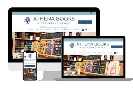Athena Books: A beautiful Connecticut boutique bookstore website designed by Henry Patricy with some professional photography taken on my way to another client in Boston Massachusetts.