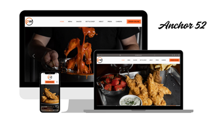 Proper Wing Site: Website design for a brand new wing restaurant chain in Dallas, TX. This site was created with all original visual content such as photos and videos from Anchor 52 Studios. This site is optimized for Desktop and Mobile devices with clear CTAs and SEO implementation. Menu integration has also been added for quick food, sauces, and drink lookups. Third party online ordering services by Toast have also been integrated on the site. Designed, photographed and filmed by Henry Patricy, owner of Anchor 52 Studios. 