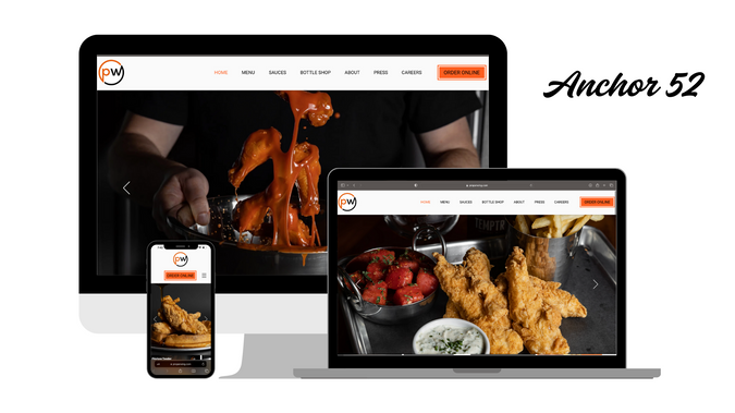 Proper Wing Site: Website design for a brand new wing restaurant chain in Dallas, TX. This site was created with all original visual content such as photos and videos from Anchor 52 Studios. This site is optimized for Desktop and Mobile devices with clear CTAs and SEO implementation. Menu integration has also been added for quick food, sauces, and drink lookups. Third party online ordering services by Toast have also been integrated on the site. Designed, photographed and filmed by Henry Patricy, owner of Anchor 52 Studios. 