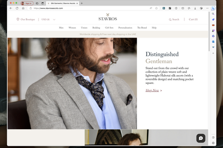 Stavros: Web design and E-Commerce development for Stavros, a silk only company.
