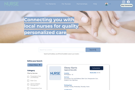 Nurse Connect: They needed to clean up issues from their previous company. The application requires scalability but the previous company built it with datasets which doesn't allow for scalability. We created a backend, crudOperations, MVC software architecture, reusable components, and functions and now the application is scaling up. We collaborate with their marketing company to build UTM parameter integrations, and custom system tracking, and improve performance and stability. Also, we solved security risks that the previous development company didn't use W3C standards for cybersecurity. 