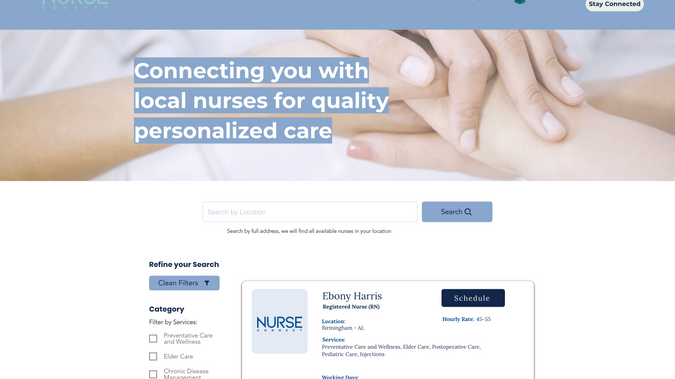 Nurse Connect: They needed to clean up issues from their previous company. The application requires scalability but the previous company built it with datasets which doesn't allow for scalability. We created a backend, crudOperations, MVC software architecture, reusable components, and functions and now the application is scaling up. We collaborate with their marketing company to build UTM parameter integrations, and custom system tracking, and improve performance and stability. Also, we solved security risks that the previous development company didn't use W3C standards for cybersecurity. 