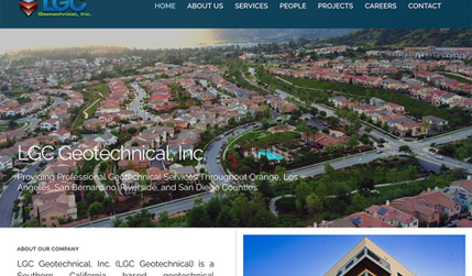 LGC Geotechnical, Inc.: LGC Geotechnical, Inc. (LGC Geotechnical) is a Southern California based geotechnical consulting firm with its office located in San Clemente, California. Site was redesigned from an old HTML site to the new Wix Studio and features Home, About Us, Services (Geological Engineering and Engineering Technology), Staff bios, Careers, Contact and a broad project portfolio showcasing numerous projects with gorgeous drone photography. 