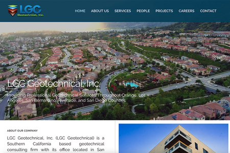 LGC Geotechnical, Inc.: LGC Geotechnical, Inc. (LGC Geotechnical) is a Southern California based geotechnical consulting firm with its office located in San Clemente, California. Site was redesigned from an old HTML site to the new Wix Studio and features Home, About Us, Services (Geological Engineering and Engineering Technology), Staff bios, Careers, Contact and a broad project portfolio showcasing numerous projects with gorgeous drone photography. 
