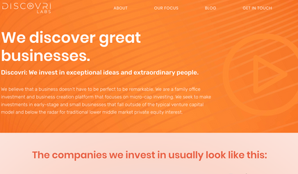 Discovri Labs: Custom web design and graphics for a micro-cap investment firm.