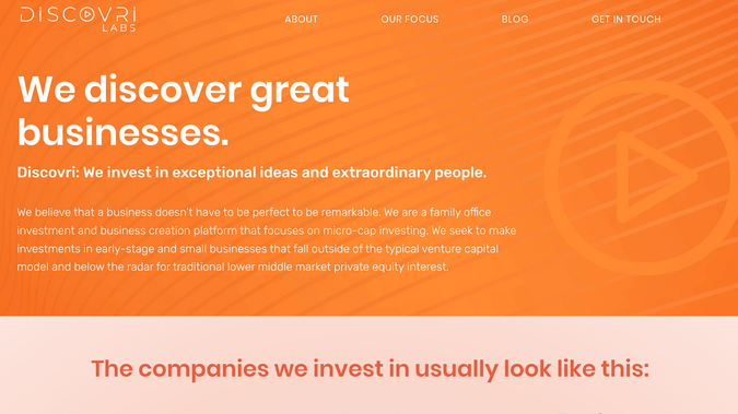 Discovri Labs: Custom web design and graphics for a micro-cap investment firm.