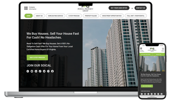 Powell Property Group: We Buy Houses is a USA-based real estate company specializing in quick home sales for cash. They offer homeowners a fast, hassle-free solution to sell their property without the usual headaches. Their certified team provides 100% no-obligation cash offers, ensuring a smooth and efficient process.

The website redesign aimed to create a user-friendly platform that simplifies the process for potential sellers, showcasing the company’s expertise and reliability in the real estate market.