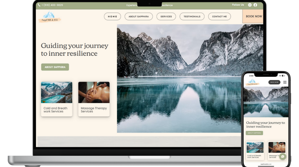 sapp fire & Ice: Sapp Fire and Ice is a Canada-based wellness company specializing in cold immersion therapy to promote inner resilience. They offer individuals a personalized experience to reap the benefits of cold therapy, understanding that each person’s health and response to the treatment are unique.

The website was designed to provide a user-friendly platform that educates visitors on the benefits of cold immersion therapy, while offering easy access to services and personalized health insights. The focus was on creating a calming, informative experience that reflects the company’s commitment to promoting mental and physical well-being.