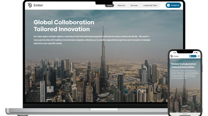 Ember: Ember is a Dubai-based company focused on integrity, excellence, and sustainability. We believe in delivering responsible, long-lasting growth through solutions that reflect our commitment to precision and high standards.

The website Designed aimed to create a sleek and modern platform that highlights Ember’s values and expertise, offering an intuitive user experience that reflects the brand’s commitment to sustainability and excellence.