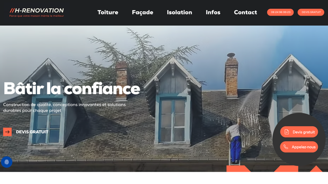 H-RENOVATION: Création d’un site web sur mesure avec Wix Studio pour H-Rénovation. Développement d’une interface moderne, optimisation de l’expérience utilisateur, intégration de fonctionnalités personnalisées et travail sur les performances ainsi que le référencement naturel (SEO) afin d’améliorer la visibilité de l’entreprise et la génération de demandes de devis.