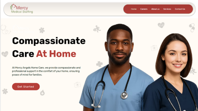 Mercy Angels Home Ca: Mercy Angels Home Care is an online platform dedicated to showcasing the compassionate and professional in-home care services offered by Mercy Angels. The site emphasizes personalized support tailored to client needs, fostering comfort, safety, and peace of mind within the familiar surroundings of home.

Key Features and Highlights

Hero Section – A warm and inviting banner that immediately communicates the mission:
“Compassionate Care At Home” and “Quality Care Guaranteed” sets the tone for a trustworthy, nurturing experience.
Mercy Angels Home Ca

Mission & Commitment – Clearly defined values around diligence and personalized care:
“We are dedicated to providing compassionate and personalized in-home care… enhancing quality of life while ensuring comfort and safety.”
Mercy Angels Home Ca

Services Overview – Visually distinctive segments detailing core offerings:

Health Care – Assistance with daily hygiene routines for comfort and dignity.

Home Care – Mobility support to promote independence and safety.

Nutrition Meals – Tailored, wholesome meal preparation to support health and well-being.
Mercy Angels Home Ca

Professional Team & Careers – Visual representations of dedicated caregivers, nurse practitioners, administrative staff, and community liaisons, paired with an invitation to apply for open roles, building trust and transparency.

Testimonials – Genuine client feedback such as:
“The personal care I received made a significant difference. I highly recommend them.” These add authenticity and credibility.
Mercy Angels Home Ca

Multiple Locations – Clear details of service areas in Cleveland, Ashtabula, and Youngstown (Ohio), complete with addresses and contact information for each.
Mercy Angels Home Ca

Contact Section – Easy-to-use form for inquiries, ensuring clients can quickly reach out.
Mercy Angels Home Ca

Dedicated Training & Support – Highlighting the company’s focus on caregiver quality through ongoing education, regular assessments, safety standards, and continuous feedback mechanisms.
Mercy Angels Home Ca

Why This Project Shines

Empathy at the Core – Every element reflects Mercy Angels' commitment to compassionate care, personalized support, and human connection.

Clear, User-Friendly Structure – From service details to contact info, the layout guides visitors effortlessly through the offering.

Credibility through People – Testimonials and team images build strong trust with visitors and potential clients.

Accessible Across Locations – Transparent, multi-location details underscore the organization’s reach and readiness to serve diverse communities.