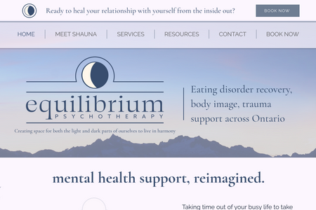 Equilibrium Psych: This is an advanced website with a mobile layout and custom visual content. We worked on a full brand development foundation and created their custom logo.

We utilized the Adobe Creative Suite, Wix, and 1:1 strategy calls to finish the entire project in one week.