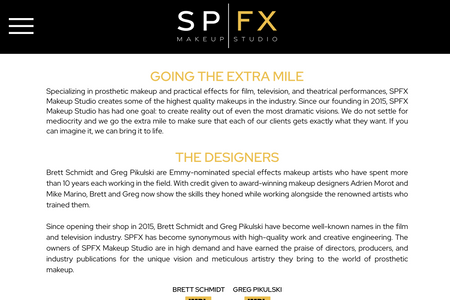 SPFX Makeup Studio: This is a classic website with a mobile layout and custom visual content. We worked on a full brand development foundation and created their custom logo with an animated variation.

We utilized the Adobe Creative Suite, Wix, and 1:1 strategy calls to finish the entire project in one week.