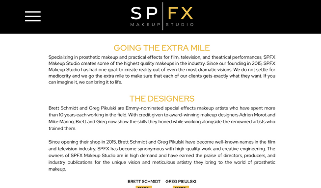SPFX Makeup Studio: This is a classic website with a mobile layout and custom visual content. We worked on a full brand development foundation and created their custom logo with an animated variation.

We utilized the Adobe Creative Suite, Wix, and 1:1 strategy calls to finish the entire project in one week.