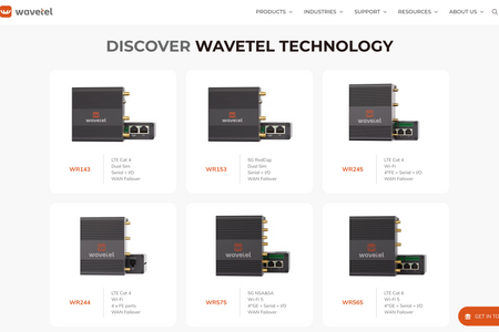 WAVETEL IOT: 路由器产品展示型网站