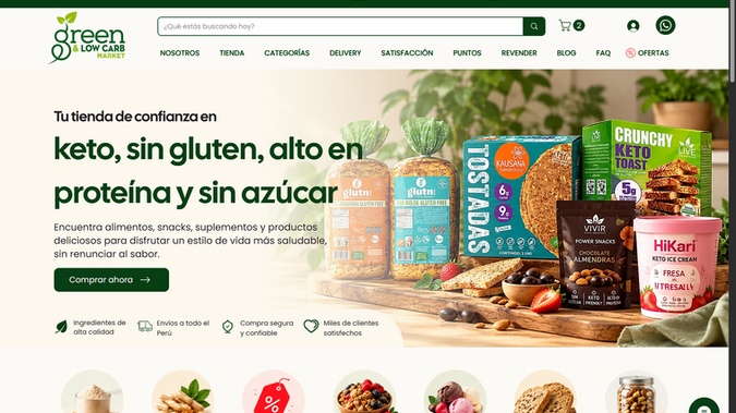 Green LowCarb Market: GreenMarket Perú – E-commerce Website Redesign & SEO | Wix

Redesigned and optimized the GreenMarket Perú online store, a health-focused e-commerce business specializing in keto, low-carb, gluten-free, high-protein, and sugar-free products. The project focused on creating a more professional shopping experience, improving product presentation, and organizing the store to help customers discover products and navigate categories more easily.

Key Work Delivered

- E-commerce website redesign using Wix
- Improved homepage layout and visual presentation
- Organized product categories for easier browsing
- Enhanced product pages and product presentation
- Improved store navigation and overall user experience
- Responsive design for desktop, tablet, and mobile devices
- On-page SEO optimization, including meta titles and descriptions
- Heading structure and SEO-friendly content organization
- Image alt text optimization
- SEO improvements to support organic search visibility