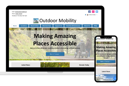 Outdoor Mobility: New website.
Booking and payment plan systems. 
Ongoing support and development. 