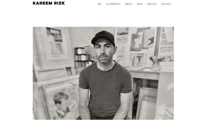 Kareem Rizk: A white based minimal portfolio website for an artist based on Australia.