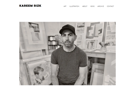 Kareem Rizk: A white based minimal portfolio website for an artist based on Australia.