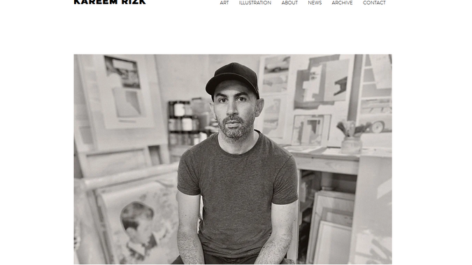 Kareem Rizk: A white based minimal portfolio website for an artist based on Australia.