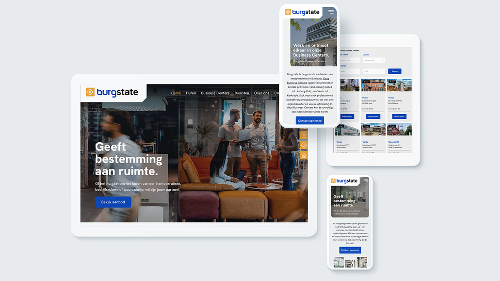 Burgstate: Burgstate is the real estate partner in the field of (business) accommodation. They go for maximum satisfaction their our clients. The rental offer ranges from office premises and catering establishments to storage spaces and retail properties. Burgstate is also the indispensable link for financing and property management.