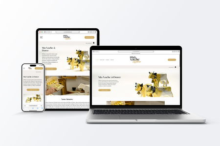 Ma Vache à Dorer: Création d’un site web et d’un webshop pour une petite entreprise qui fabrique des vaches en bois, un jouet traditionnel suisse revisité en œuvre d’art. Chaque pièce, ornée d’une dorure à la feuille d’or fin 22 carats, est unique et précieuse.